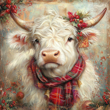 Christmas Highland Cow Sign, DCO-102177, Sign For Wreath, 10x10in Metal Sign